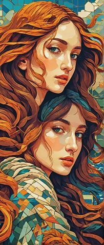 mermaid vectors,sirens,merida,mermaid background,redheads,the wind from the sea,vector illustration,siren,gemini,vector art,women's novels,vector graphic,boho art,digital illustration,digital art,world digital painting,girl with a dolphin,portrait background,girl in a long,digital artwork,Art,Classical Oil Painting,Classical Oil Painting 43