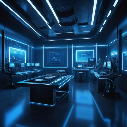 sci fi surgery room,computer room,the server room,blur office background,neon human resources,visual effect lighting,ufo interior,blue room,control center,modern office,cinema 4d,3d render,working space,game room,laboratory,conference room,blue light,operating room,office automation,control desk,Illustration,Abstract Fantasy,Abstract Fantasy 18