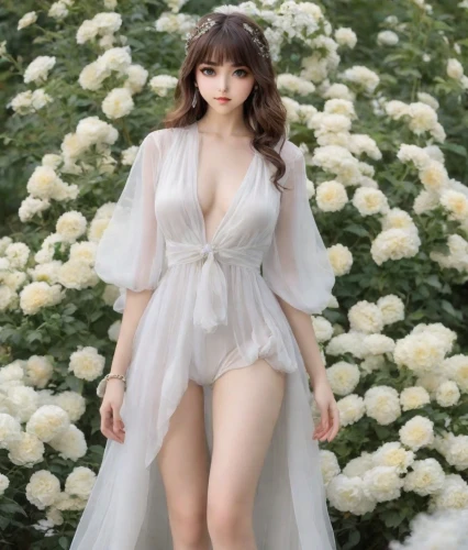 bridal dress,wedding dress,garden white,bridal,pale,dress doll,spring white,bridal clothing,white winter dress,xuan lian,rou jia mo,siu mei,wedding photo,realdoll,white flowers,mari makinami,white roses,flower fairy,bride,wedding suit