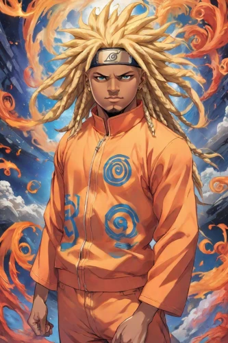 naruto,sun god,nine-tailed,flame spirit,qi-gong,human torch,root chakra,kame sennin,chakra,son goku,goku,takikomi gohan,sensei,sea god,guru,fire background,earth chakra,iaijutsu,sōjutsu,monk,Digital Art,Anime