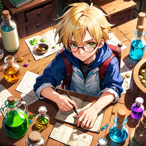 chemist,darjeeling,watchmaker,scientist,table artist,apothecary,tutor,violet evergarden,scholar,chemical laboratory,laboratory,alchemy,academic,tutoring,examining,illustrator,lab,professor,researcher,cg artwork,Anime,Anime,Traditional