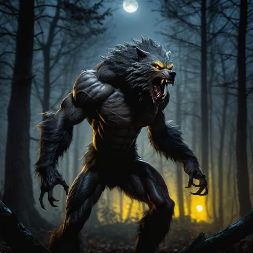 werewolf,werewolves,wolfman,howling wolf,wolf hunting,wolf,wolverine,feral,predation,canis panther,roaring,wolves,the wolf pit,black warrior,supernatural creature,snarling,forest king lion,yellow eyes,gray wolf,predator,Art,Artistic Painting,Artistic Painting 49