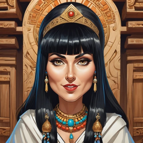 cleopatra,ancient egyptian girl,fantasy portrait,priestess,maya,artemisia,jaya,samara,arabian,vector illustration,ancient egyptian,egyptian,eurasian,kali,ancient egypt,oriental princess,world digital painting,pharaonic,ancient icon,game illustration,Illustration,Abstract Fantasy,Abstract Fantasy 23