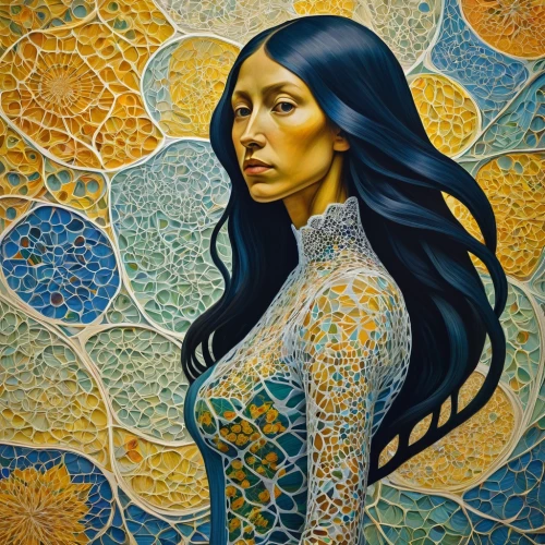 asian woman,oil on canvas,oil painting on canvas,vietnamese woman,flower of life,argan,boho art,fantasy portrait,mona lisa,aura,art nouveau,iranian,indigenous painting,fractals art,mary-gold,kim,woman portrait,peruvian women,oil painting,chrystal,Art,Artistic Painting,Artistic Painting 03