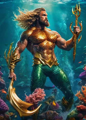 aquaman,god of the sea,merman,sea god,poseidon,sea man,poseidon god face,underwater background,merfolk,coral guardian,mergus,cg artwork,the man in the water,mermaid vectors,mermaid background,ocean background,marine animal,el mar,zeus,sea devil,Conceptual Art,Oil color,Oil Color 23