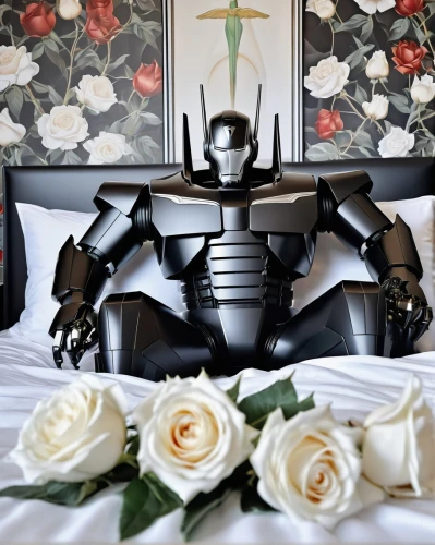 megatron,bridal suite,hotel man,knight armor,housekeeping,cosplay image,metal toys,butomus,wedding setup,the bride's bouquet,valentine's day décor,guest room,silver wedding,wedding suit,war machine,romance,the sleeping rose,mother of the bride,romantic rose,room boy,Photography,General,Realistic