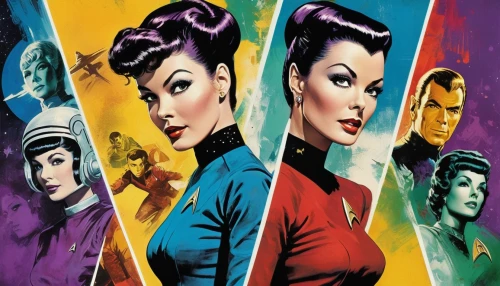 star trek,trek,illogical,pompadour,starship,vulcan,federation,italian poster,maraschino,popart,sci fiction illustration,color 1,voyager,andromeda,tura satana,cool pop art,retro women,avatars,poster,a3 poster,Illustration,Retro,Retro 12