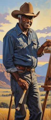 painting technique,meticulous painting,western,farmer,american frontier,painting,painter,farmworker,wyoming,amarillo,namib,artist portrait,western riding,indigenous painting,oil on canvas,montana,khokhloma painting,oil painting,art painting,man with a computer,Illustration,American Style,American Style 05