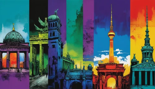 colorful city,rainbow jazz silhouettes,rainbow background,vatican city flag,colorful flags,mosques,rainbow color palette,roygbiv colors,fuller's london pride,temple fade,rainbow colors,tehran,colorful background,colors background,rainbow pencil background,city cities,istanbul,color table,color background,color spectrum,Illustration,Japanese style,Japanese Style 05