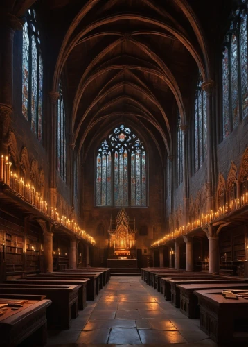 maulbronn monastery,haunted cathedral,notre dame,gothic architecture,ulm minster,cathedral,sanctuary,gothic church,hall of the fallen,pipe organ,cologne cathedral,nidaros cathedral,medieval architecture,utrecht,holy place,choral,the cathedral,organ pipes,aisle,holy places,Illustration,Realistic Fantasy,Realistic Fantasy 36