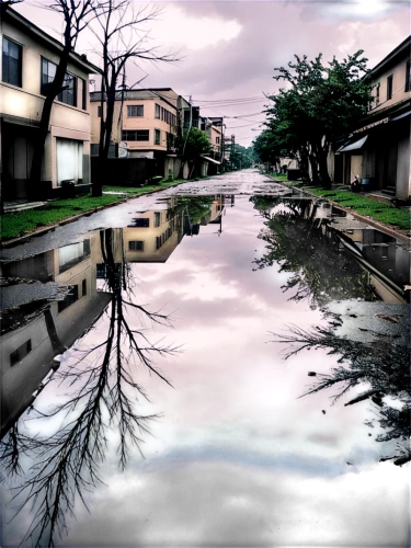 puddle,reflection in water,water reflection,reflection of the surface of the water,suburbs,reflections in water,puddles,flooded,underground lake,mirror water,flooded pathway,parallel worlds,moated,reflecting pool,waterscape,water mirror,photo manipulation,parallel world,housing estate,reflection,Illustration,Japanese style,Japanese Style 10