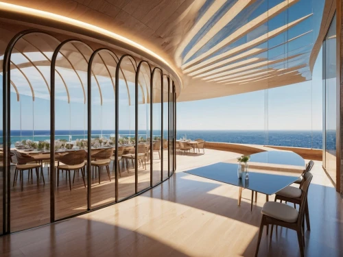 breakfast room,penthouse apartment,hotel barcelona city and coast,dining room,jumeirah beach hotel,dunes house,hotel w barcelona,skyscapers,glass roof,dining table,sky apartment,jumeirah,the observation deck,interior modern design,beach restaurant,daylighting,luxury property,structural glass,observation deck,room divider