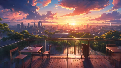 violet evergarden,roof landscape,sky apartment,evening atmosphere,summer evening,rooftops,atmosphere sunrise sunrise,landscape background,above the city,atmosphere,daybreak,sunrise,skyline,cityscape,evening city,house roofs,city view,roofs,sky city,summer sky,Photography,General,Natural