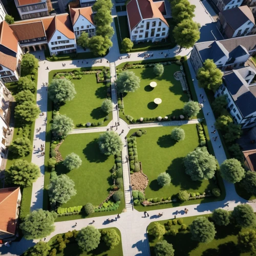 the garden society of gothenburg,suburban,bendemeer estates,escher village,new housing development,private estate,hilvarenbeek,north american fraternity and sorority housing,housing estate,town planning,garden buildings,suburbs,paved square,stadtplaung,groenendael,poppelsdorf,bird's-eye view,golf lawn,kerken,townhouses,Photography,General,Realistic