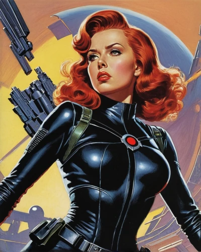 black widow,girl with a gun,girl with gun,woman holding gun,femme fatale,firestar,wasp,italian poster,retro women,nova,cobra,spy,sci fi,retro woman,widow,sci fiction illustration,policewoman,gunfighter,starfire,power icon,Conceptual Art,Sci-Fi,Sci-Fi 18