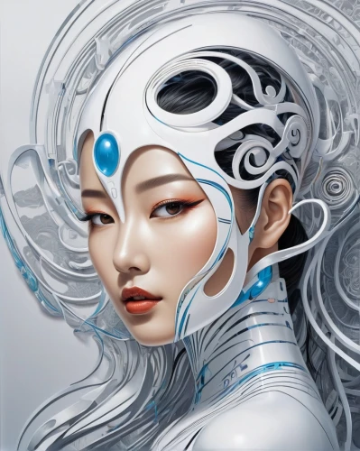 water lotus,ice queen,chinese art,the zodiac sign pisces,fantasy portrait,sci fiction illustration,horoscope libra,aquarius,asian vision,oriental princess,fantasy art,the snow queen,world digital painting,geisha,zodiac sign libra,zodiac sign gemini,silvery blue,andromeda,japanese art,horoscope pisces,Conceptual Art,Sci-Fi,Sci-Fi 24