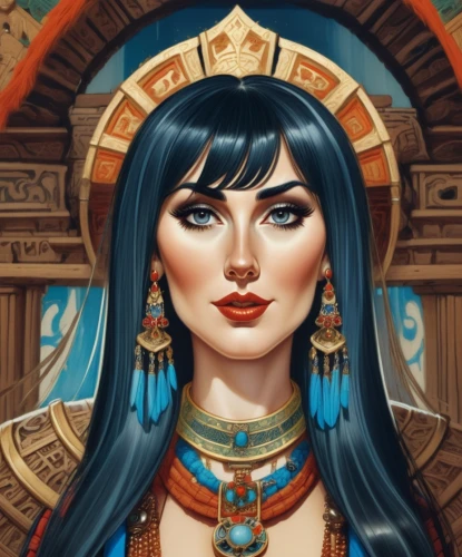 cleopatra,ancient egyptian girl,artemisia,fantasy portrait,priestess,horus,ancient egyptian,pharaonic,ancient egypt,maya,egyptian,athena,ancient icon,portrait background,karnak,ankh,arabian,elza,zodiac sign libra,kali,Illustration,Abstract Fantasy,Abstract Fantasy 23