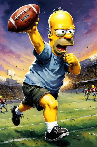 homer simpsons,homer,gridiron football,touch football (american),sprint football,football player,australian rules football,bart,playing football,simson,pigskin,football,nfl,national football league,touch football,kraft,six-man football,american football,running back,international rules football,Illustration,Paper based,Paper Based 03