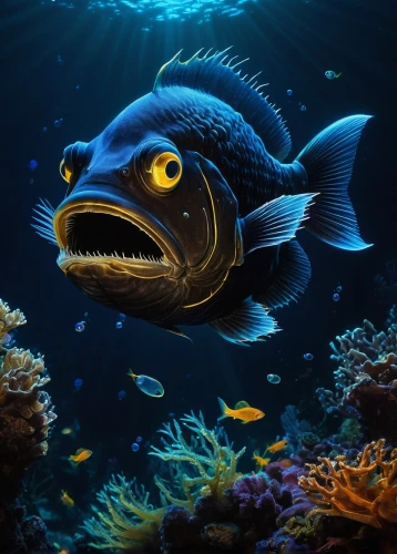 deep sea fish,coelacanth,blue fish,blue stripe fish,cichlid,fish in water,underwater fish,marine fish,piranha,sea animal,napoleon fish,rhino fish,triggerfish-clown,triggerfish,deep sea,trigger fish,porcupine fishes,sea animals,beautiful fish,marine animal,Illustration,Black and White,Black and White 21