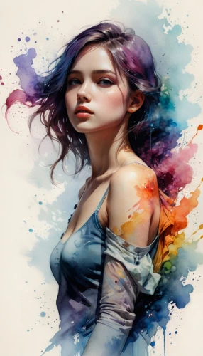 watercolor women accessory,watercolor paint strokes,world digital painting,art painting,colorful background,fantasy art,watercolor paint,water colors,the festival of colors,girl drawing,watercolor background,watercolor pencils,mystical portrait of a girl,boho art,illustrator,digital art,painting technique,artist color,fantasy portrait,young woman,Conceptual Art,Fantasy,Fantasy 11