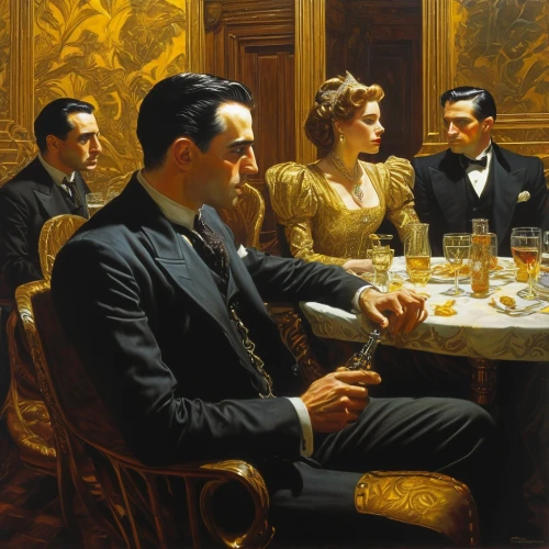 godfather,dinner party,boardroom,drinking party,men sitting,gentleman icons,dining,mafia,aperitif,poker,bond,a drink,drinking establishment,prohibition,pipe smoking,the listening,twenties of the twentieth century,clue and white,gentlemanly,apéritif,Illustration,Realistic Fantasy,Realistic Fantasy 03