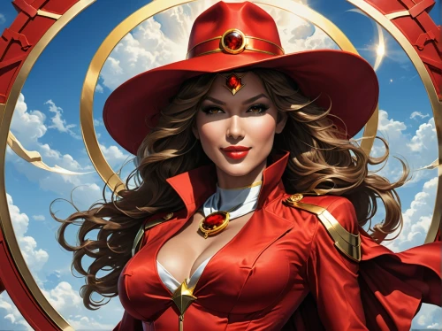scarlet witch,lady in red,red chief,fire siren,scarlet sail,sorceress,queen of hearts,wonderwoman,red tunic,witch's hat icon,fantasy woman,ringmaster,red coat,woman fire fighter,dodge warlock,candela,red,cowgirl,goddess of justice,sheriff