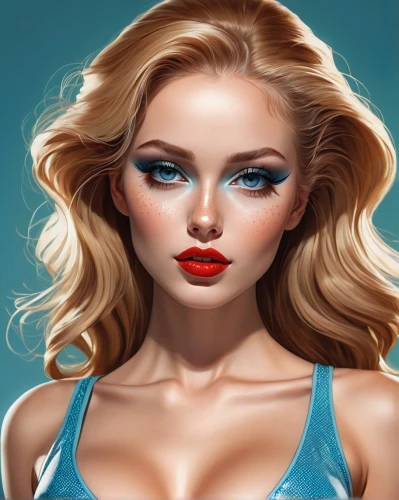 world digital painting,digital painting,pin-up girl,pin up girl,fashion illustration,women's eyes,blonde woman,retro pin up girl,pin ups,fashion vector,woman face,pin up,game illustration,fantasy art,portrait background,blond girl,pin-up girls,fantasy portrait,pin-up,illustrator,Conceptual Art,Daily,Daily 04
