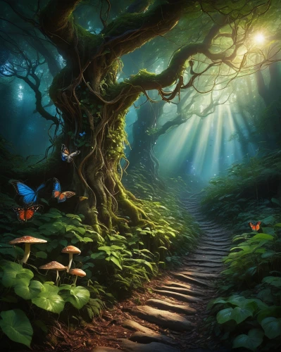 fairy forest,enchanted forest,the mystical path,forest path,fairytale forest,fantasy picture,forest of dreams,elven forest,faery,fairy world,forest glade,faerie,pathway,fantasy landscape,forest landscape,forest background,the path,fairies aloft,forest floor,holy forest,Art,Artistic Painting,Artistic Painting 33