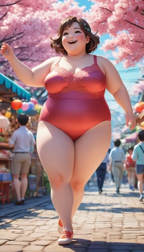 disney baymax,mulan,disney character,moana,baymax,hula,fatayer,agnes,plus-size model,japanese sakura background,plus-size,kim,tiana,wanda,fat,shanghai disney,sumo wrestler,cgi,siu mei,takato cherry blossoms,Illustration,Japanese style,Japanese Style 19