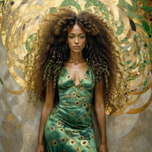 dryad,african american woman,beautiful african american women,nigeria woman,african woman,celtic queen,black woman,willow,tiana,golden wreath,the enchantress,queen cage,mother earth,black women,lioness,bough,linden blossom,girl in a wreath,brazilianwoman,background ivy,Art,Artistic Painting,Artistic Painting 32