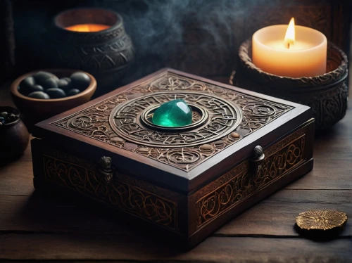 magic grimoire,incense with stand,incense burner,divination,rupees,wooden mockup,treasure chest,wooden box,music chest,card box,fortune telling,tealight,debt spell,fortune teller,tea light holder,offering,cauldron,spell,collected game assets,healing stone,Illustration,Realistic Fantasy,Realistic Fantasy 15