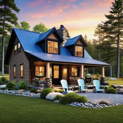 new england style house,log cabin,summer cottage,log home,chalet,cottage,the cabin in the mountains,house in the forest,home landscape,beautiful home,wooden house,small cabin,3d rendering,inverted cottage,country cottage,house in the mountains,house in mountains,roof landscape,cottagecore,turf roof