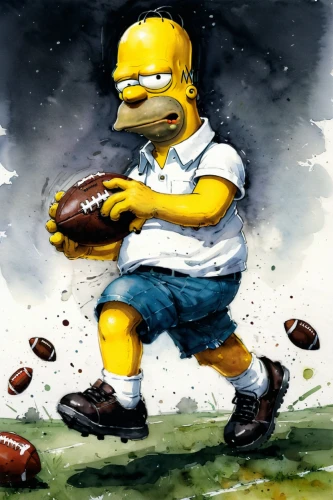 homer simpsons,homer,bart,football player,swamp football,pigskin,football,touch football (american),gridiron football,nfl,rubber duckie,american football coach,flanders,american football,playing football,baseball drawing,the duck,rubber ducky,football coach,sprint football,Illustration,Paper based,Paper Based 03