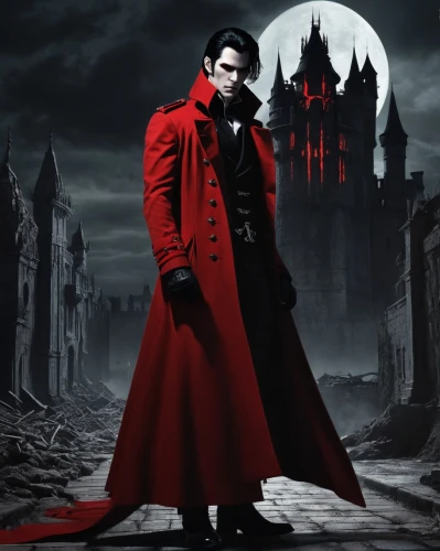 red coat,dracula,count,imperial coat,red cape,vampire,gothic fashion,vampires,gothic portrait,man in red dress,ringmaster,frock coat,gothic,overcoat,gothic style,dark gothic mood,red tunic,king of the ravens,red,red riding hood,Conceptual Art,Fantasy,Fantasy 33