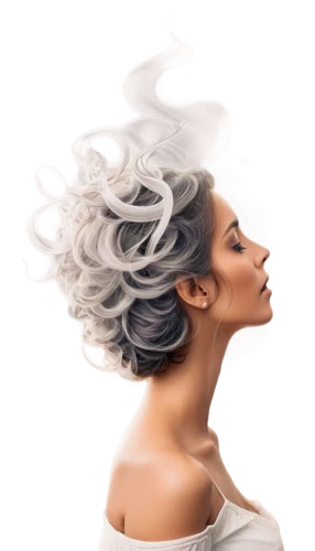 artificial hair integrations,girl on a white background,management of hair loss,portrait background,updo,silvery,image manipulation,smoke background,smoke dancer,airbrushed,woman silhouette,wind wave,oxydizing,bouffant,silvery blue,fashion vector,woman thinking,feathered hair,white lady,woman portrait,Art,Artistic Painting,Artistic Painting 24