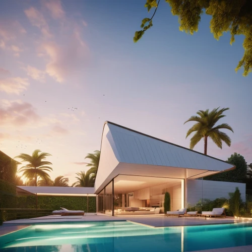 pool house,tropical house,modern house,holiday villa,mid century house,3d rendering,roof landscape,beach house,florida home,render,summer house,dunes house,beautiful home,modern architecture,luxury property,luxury home,beachhouse,mid century modern,residential house,house shape,Photography,General,Realistic