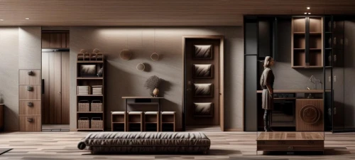 room divider,dark cabinetry,walk-in closet,interior modern design,wooden sauna,bookcase,bookshelves,storage cabinet,cabinets,shelving,entertainment center,dark cabinets,interior design,cabinetry,modern decor,home theater system,modern room,pantry,contemporary decor,bookshelf