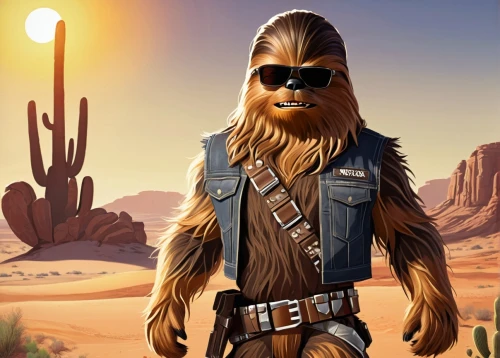 chewbacca,chewy,cg artwork,desert background,solo,star wars,starwars,clone jesionolistny,luke skywalker,sw,lando,george lucas,no shave,imperial,sci fiction illustration,corona app,linkedin icon,timna park,darth wader,boba,Illustration,Japanese style,Japanese Style 07