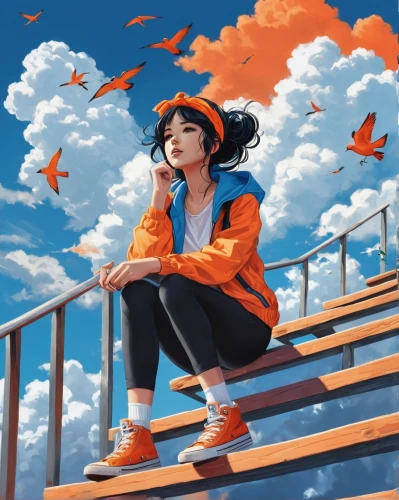 hinata,sky,clouds - sky,2d,cumulus,clementine,nimbus,goku,son goku,orange,tangerine,digital illustration,world digital painting,fall from the clouds,digital painting,citrus,shirakami-sanchi,oranges,rosa ' amber cover,mulan,Conceptual Art,Daily,Daily 24