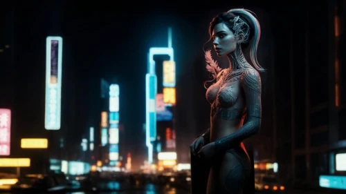 neon body painting,cyberpunk,metropolis,wonder woman city,valerian,catwoman,darth talon,symetra,neon human resources,cinematic,andromeda,digital compositing,scifi,nerve,sci fi,neon lights,sci-fi,sci - fi,kowloon,shinjuku