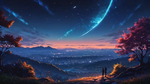 fantasy landscape,landscape background,space art,moon and star background,fantasy picture,dusk background,music background,alien planet,the night sky,alien world,futuristic landscape,earth rise,night sky,aurora,meteor,starlight,falling stars,full hd wallpaper,starscape,dream world,Photography,General,Fantasy