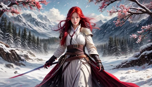 suit of the snow maiden,swordswoman,the snow queen,female warrior,yi sun sin,warrior woman,fantasy picture,white rose snow queen,heroic fantasy,fantasy art,eternal snow,winter background,glory of the snow,mulan,winterblueher,elven,sorceress,xing yi quan,hwachae,huntress