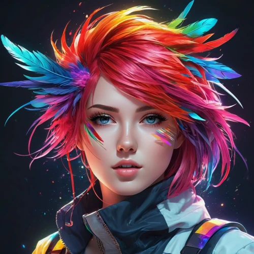 color feathers,unicorn art,fantasy portrait,rainbow unicorn,colorful background,colorful,portrait background,full of color,colorful daisy,colorful heart,colorful spiral,colorful light,unicorn,vector girl,transistor,tracer,nora,color picker,digital art,mina bird,Conceptual Art,Daily,Daily 21