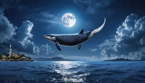 narwhal,dolphin background,flying penguin,a flying dolphin in air,blue whale,dolphin rider,fantasy picture,dolphinarium,photo manipulation,fairy penguin,oceanic dolphins,whale,little whale,orca,whales,delfin,dolphin,humpback whale,sea night,killer whale,Photography,General,Realistic