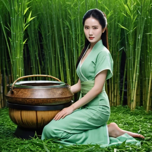 vietnamese woman,miss vietnam,junshan yinzhen,viet nam,rou jia mo,phuquy,bamboo shoot,ao dai,lily pad,green dress,xuan lian,green landscape,rice cultivation,green background,kaew chao chom,vietnam vnd,bamboo,gỏi cuốn,bia hơi,in green,Photography,General,Realistic