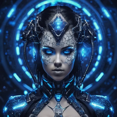 blue enchantress,priestess,ice queen,avatar,zodiac sign libra,fantasy portrait,zodiac sign gemini,echo,the enchantress,nebula guardian,shaman,aura,biomechanical,sorceress,cyborg,aquarius,gemini,star mother,goddess of justice,indigo,Conceptual Art,Sci-Fi,Sci-Fi 30