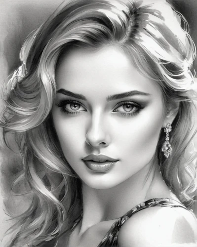 romantic portrait,beautiful young woman,girl drawing,world digital painting,girl portrait,beautiful woman,young woman,photo painting,female beauty,romantic look,fashion illustration,pencil drawings,beautiful model,woman face,charcoal drawing,attractive woman,fantasy art,pretty young woman,fantasy portrait,blonde woman,Illustration,Paper based,Paper Based 11