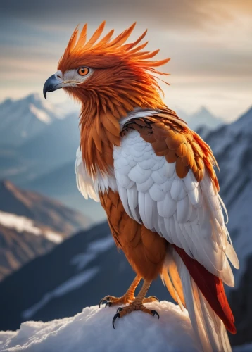 bearded vulture,mountain hawk eagle,gryphon,mongolian eagle,steppe eagle,hawk animal,antarctic bird,sun conure,eagle eastern,imperial eagle,eagle,golden eagle,hawk - bird,eagle illustration,red hawk,bird of prey,beautiful bird,cockerel,fish eagle,phoenix rooster,Art,Classical Oil Painting,Classical Oil Painting 38