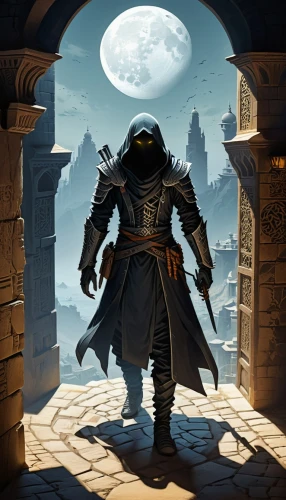 hooded man,the wanderer,assassin,doctor doom,fantasy picture,kadala,prejmer,heroic fantasy,game illustration,hall of the fallen,castleguard,dodge warlock,sci fiction illustration,paladin,pilgrimage,portal,wanderer,lone warrior,massively multiplayer online role-playing game,fantasy art,Unique,3D,Isometric