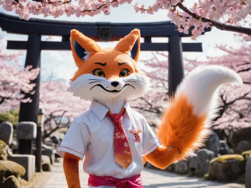 garden-fox tail,cute fox,cherry blossom festival,adorable fox,fushimi inari shrine,a fox,japanese sakura background,spring in japan,miyajima,child fox,kyoto,inari,japanese culture,kitsune,fox,redfox,fushimi inari-taisha shrine,japanese kawaii,red fox,tsukemono,Conceptual Art,Sci-Fi,Sci-Fi 13